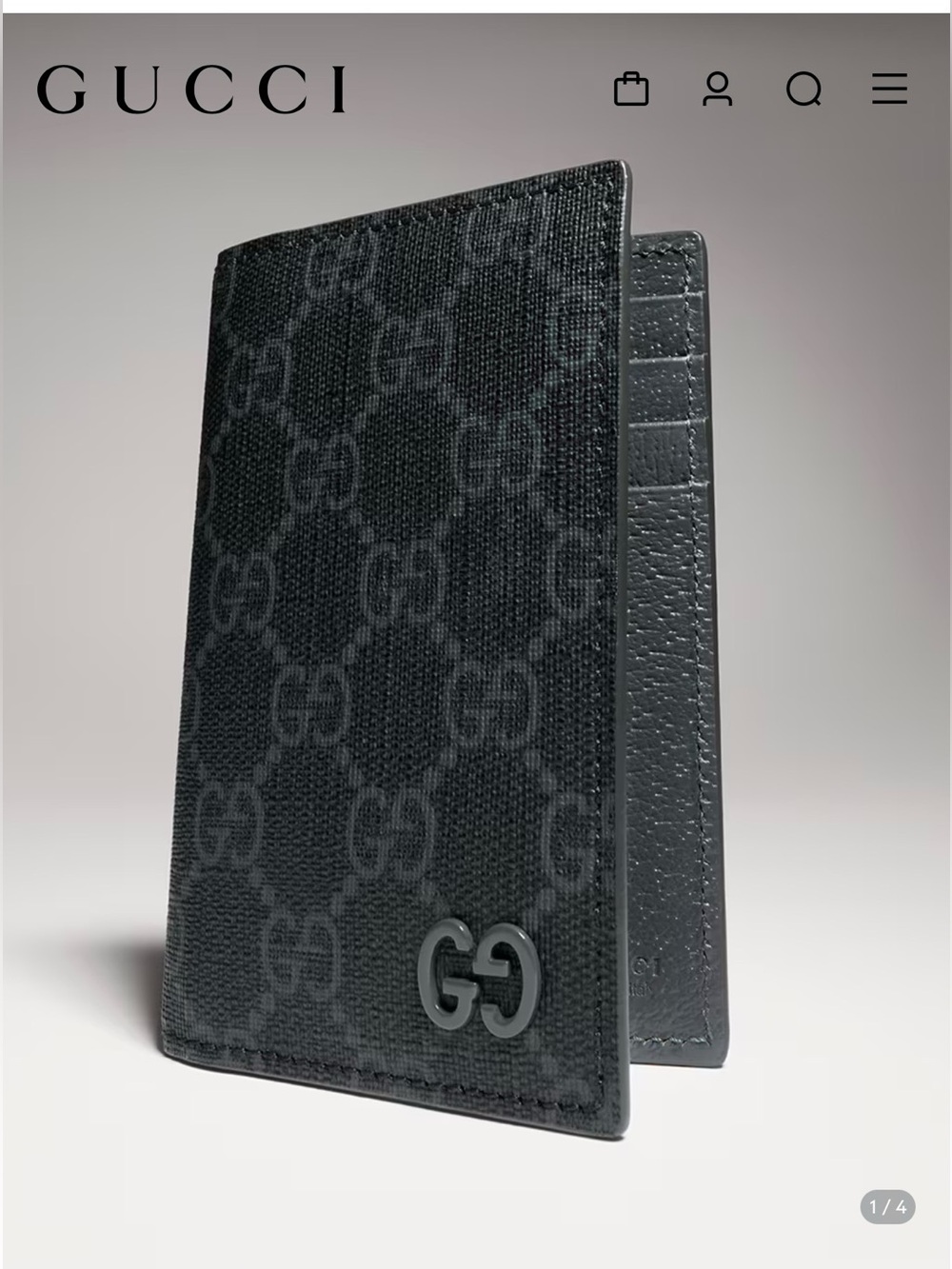 NWT Gucci Black and Grey GG Supreme Bicolor Card Case